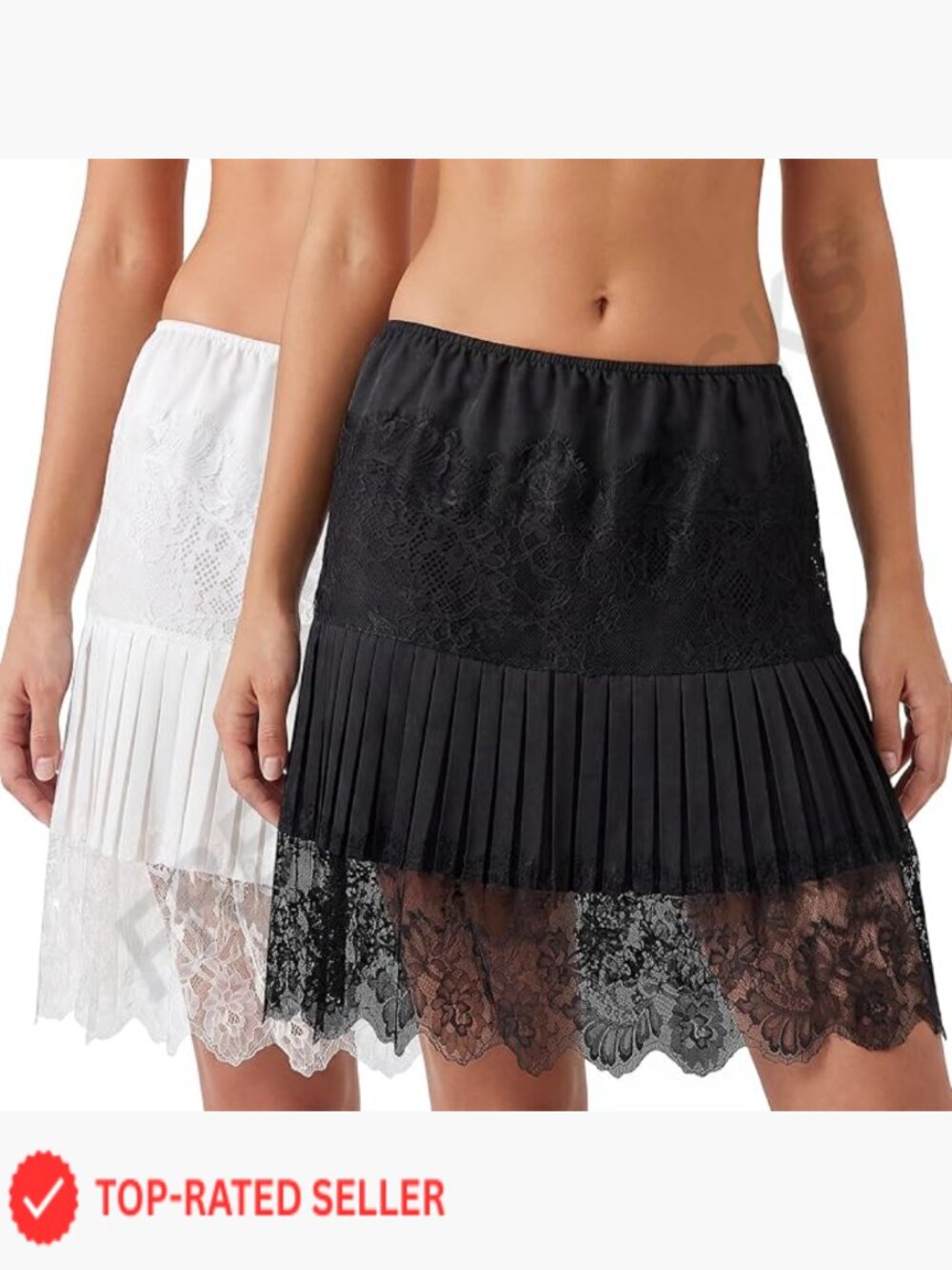 Women Y2K Lace Mini Skirts 2 Pack Flowy Ruffle Layered Pleated Slip Low Rise - Picture 1 of 7